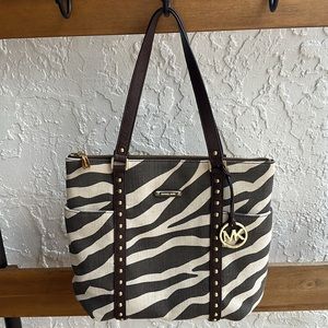 Michael Kors animal print zippered top tote